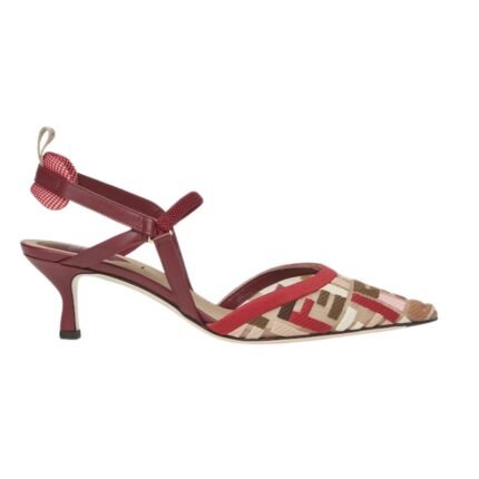 FENDI COLIBRÌ LITE MULTICOLOR FF MESH MEDIUM-HEELED SLINGBACKS