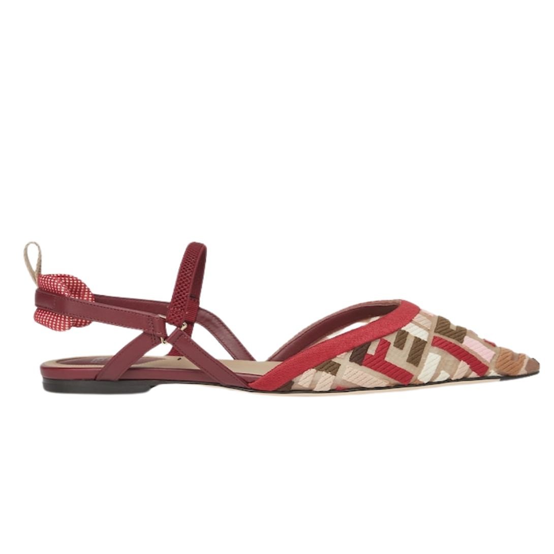 1 FENDI COLIBRÌ LITE MULTICOLOR FF MESH FLAT SLINGBACKS