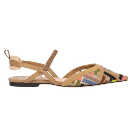 FENDI COLIBRÌ LITE MULTICOLOR FF MESH FLAT SLINGBACKS