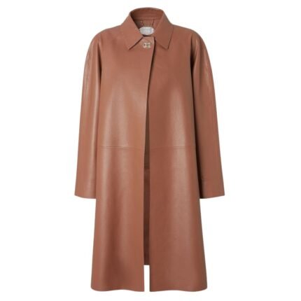 FENDI OVERCOAT TAN-COLORED LEATHER OVERCOAT