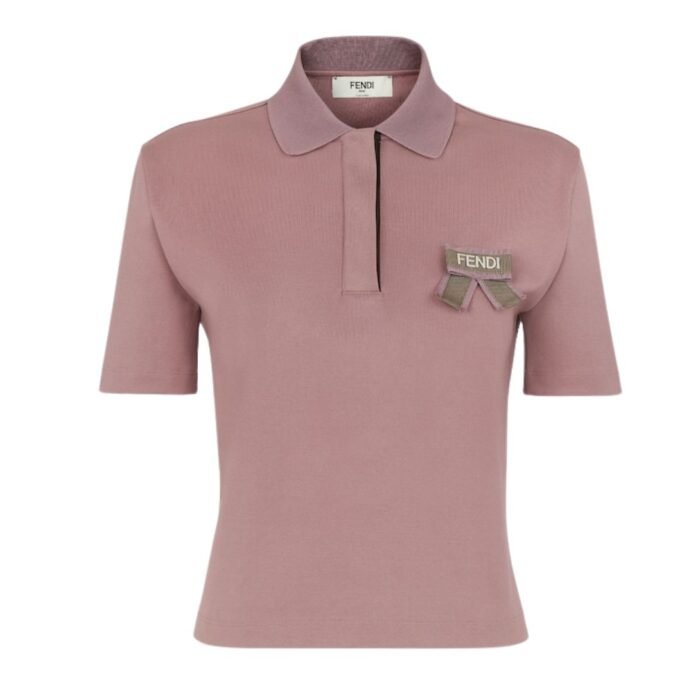 FENDI POLO SHIRT MAUVE PINK JERSEY JUMPER