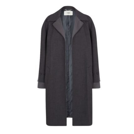 FENDI OVERCOAT GRAY NATTÉ FABRIC CAR COAT