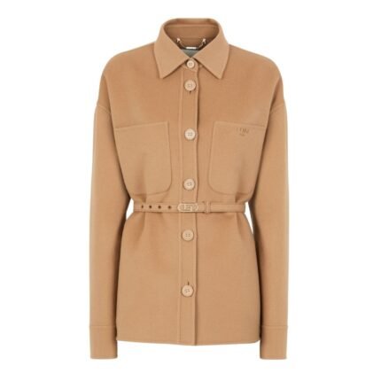FENDI JACKET GO-TO JACKET IN CAMEL-COLOR CASHMERE