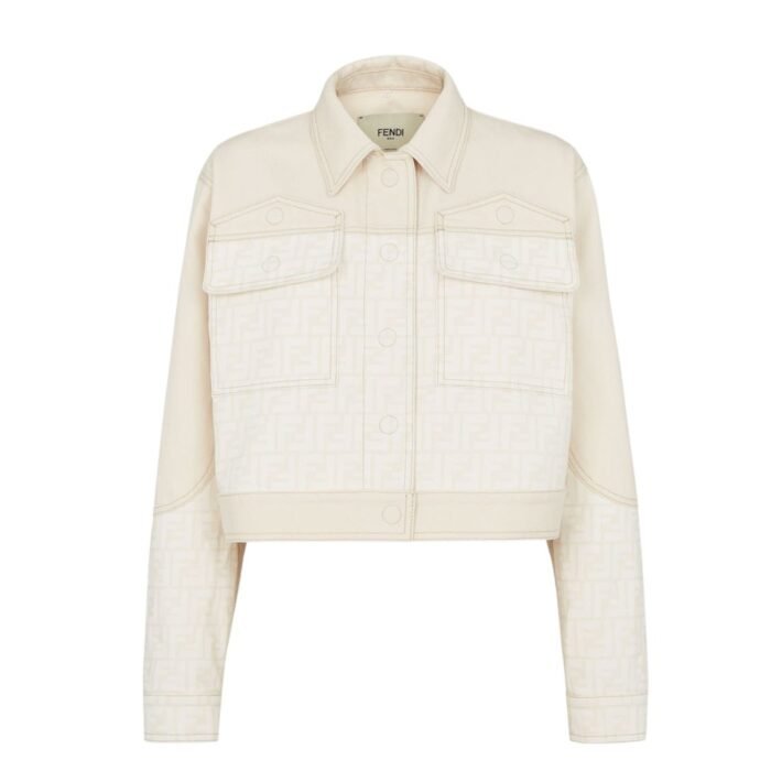 FENDI BLOUSON WHITE FF DENIM JACKET