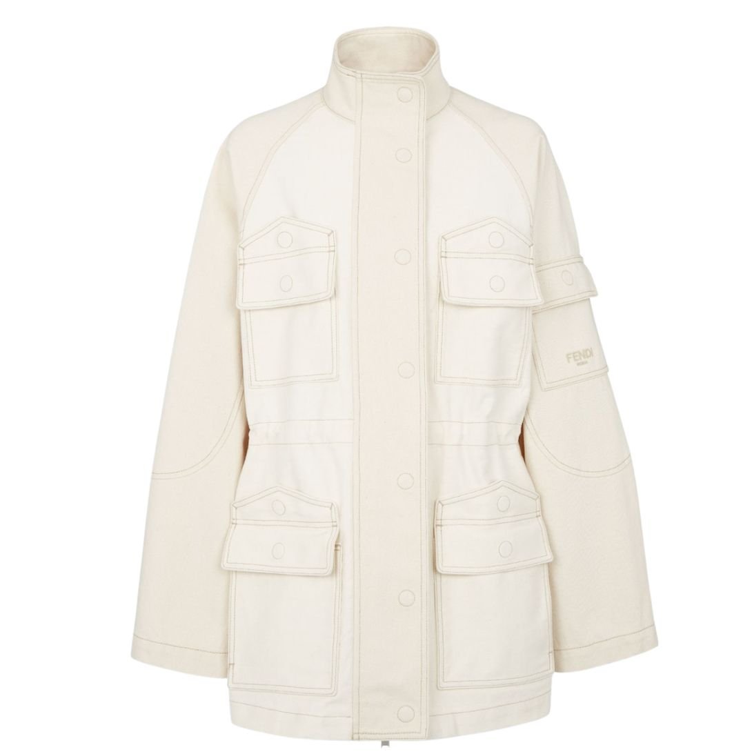 1 FENDI BLOUSON WHITE DENIM JACKET