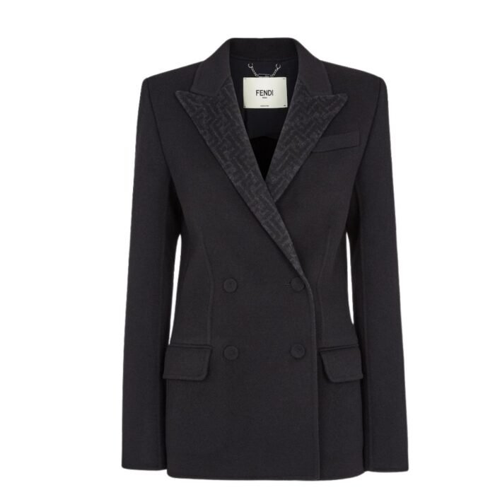 FENDI BLOUSON BLACK WOOL JACKET