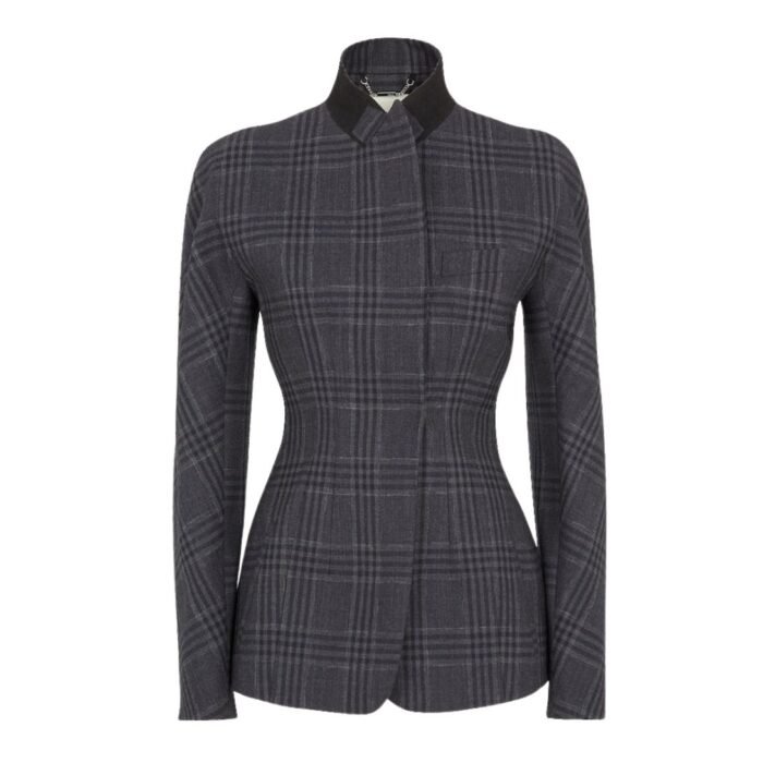 FENDI JACKET GRAY CHECKED WOOL BLAZER