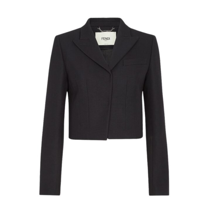 FENDI JACKET BLACK GRAIN DE POUDRE WOOL BLAZER