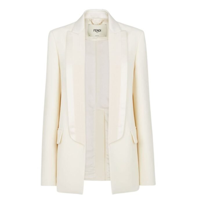 FENDI JACKET WHITE WOOL AND SILK BLAZER
