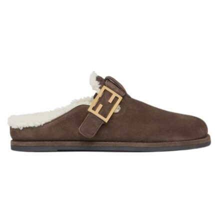FENDI FEEL SUEDE AND SHEEPSKIN SABOTS