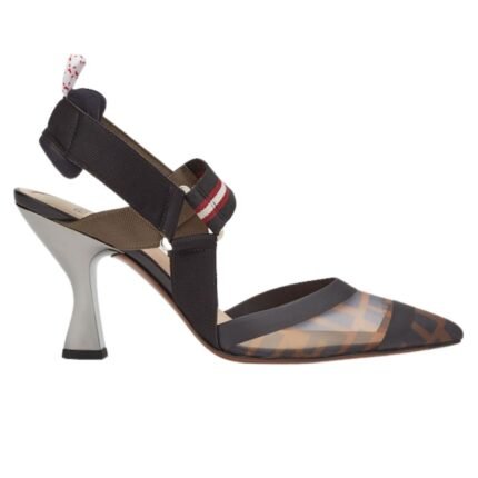 FENDI COLIBRÌ MULTICOLOR TECH MESH HIGH-HEELED SLINGBACKS