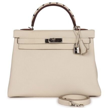 PRE-OWNED HERMÈS KELLY RETOURNE 32 CRAIE AU GALLOP TOGO PALLADIUM HARDWARE