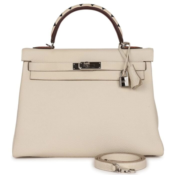 PRE-OWNED HERMÈS KELLY RETOURNE 32 CRAIE AU GALLOP TOGO PALLADIUM HARDWARE