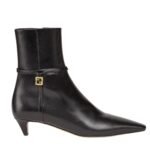 FENDI FFOLD BLACK LEATHER LOW-HEELED BOOTS