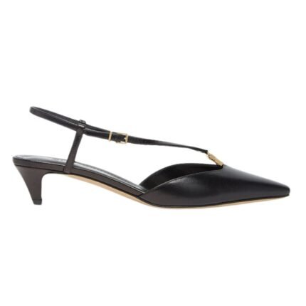 FENDI FFOLD LEATHER LOW-HEELED SLINGBACKS