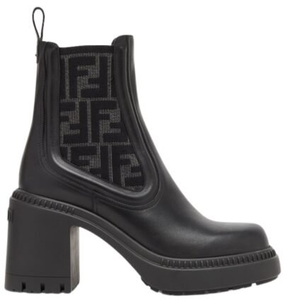 FENDI DOMINO BLACK LEATHER BIKER BOOTS