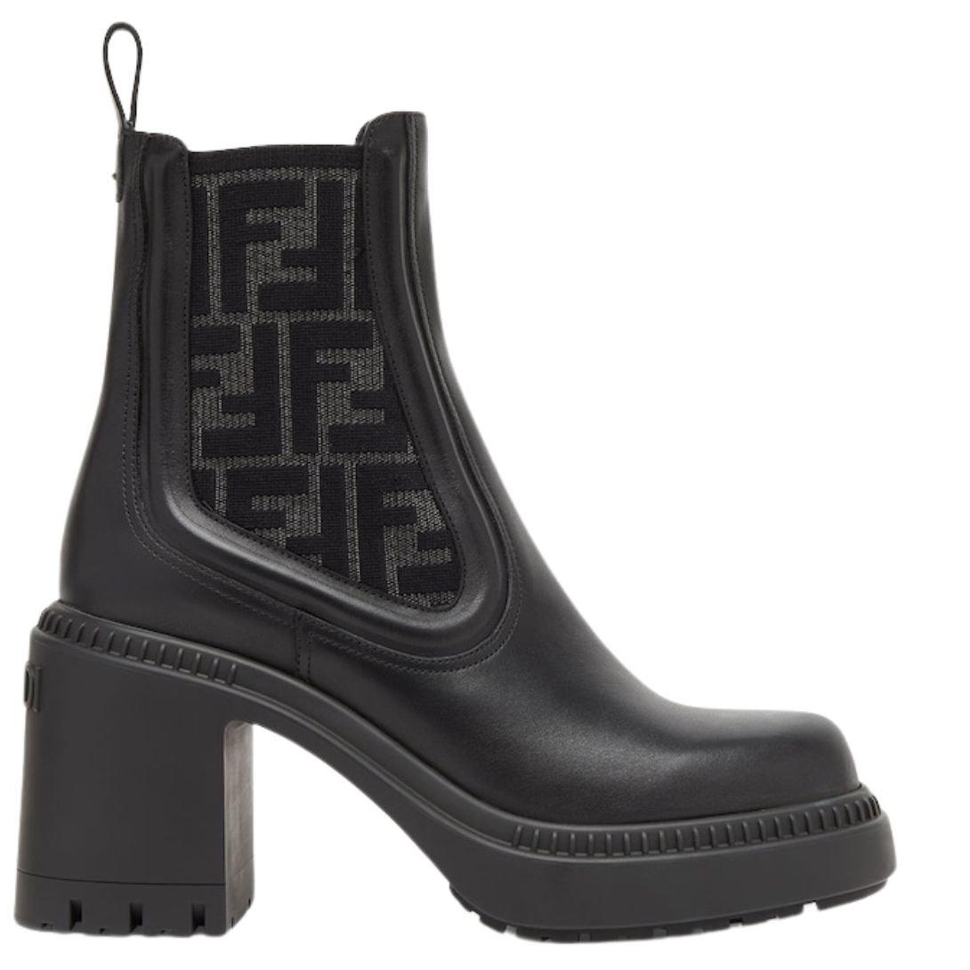 1 FENDI DOMINO BLACK LEATHER BIKER BOOTS