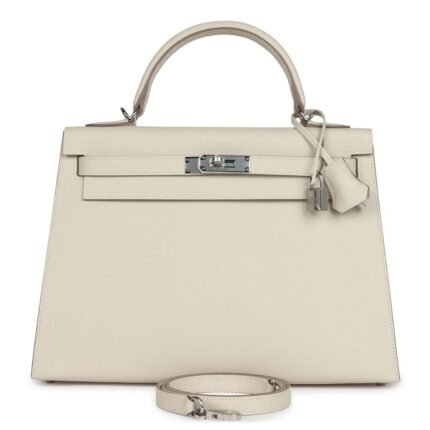 HERMÈS KELLY SELLIER 32 CRAIE EPSOM PALLADIUM HARDWARE