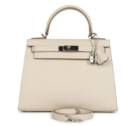 PRE-OWNED HERMES KELLY SELLIER 28 CRAIE EPSOM PALLADIUM HARDWARE