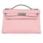 HERMÈS KELLY POCHETTE ROSE SAKURA SWIFT PALLADIUM HARDWARE