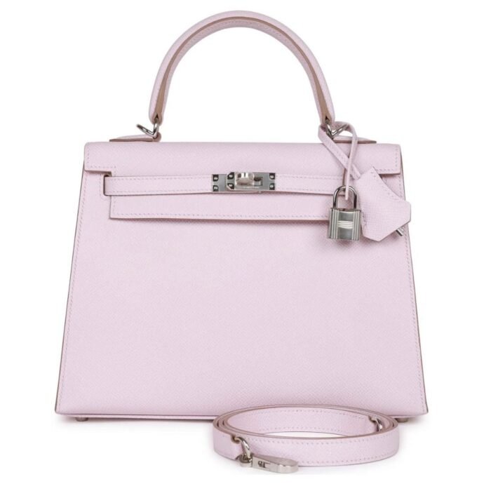 HERMÈS KELLY SELLIER 25 MAUVE PALE EPSOM PALLADIUM HARDWARE