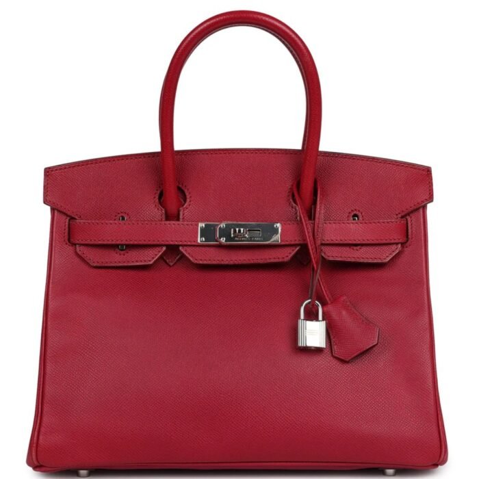 PRE-OWNED HERMÈS BIRKIN 30 RUBIS EPSOM PALLADIUM HARDWAREPRE-OWNED HERMÈS BIRKIN 30 RUBIS EPSOM PALLADIUM HARDWARE