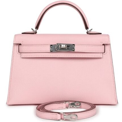 HERMÈS KELLY SELLIER 20 ROSE SAKURA CHEVRE MYSORE PALLADIUM HARDWARE