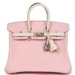 HERMÈS SPECIAL ORDER (HSS) BIRKIN 25 ROSE SAKURA AND NATA SWIFT PERMABRASS HARDWARE