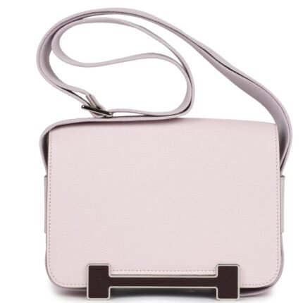 HERMÈS GETA MAUVE PALE AND ROUGE SELLIER CHEVRE PALLADIUM HARDWARE