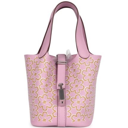 HERMÈS MICRO PICOTIN LOCK 14 LUCKY DAISY MAUVE SYLVESTRE SWIFT PALLADIUM HARDWARE