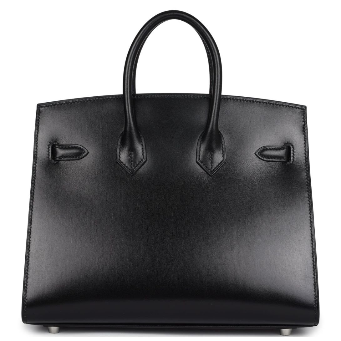2 HERMÈS BIRKIN SELLIER 25 BLACK BOX PALLADIUM HARDWARE