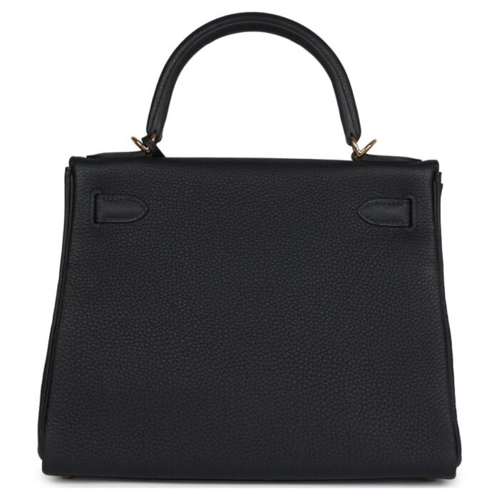 HERMÈS KELLY RETOURNE 28 BLACK TOGO GOLD HARDWARE