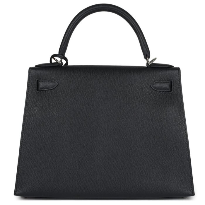 HERMÈS KELLY SELLIER 28 BLACK EPSOM PALLADIUM HARDWARE