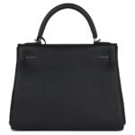 PRE-OWNED HERMÈS KELLY RETOURNE 28 BLACK TOGO PALLADIUM HARDWARE