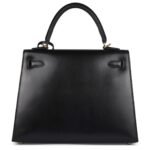 PRE-OWNED HERMÈS KELLY SELLIER 25 BLACK BOX GOLD HARDWARE