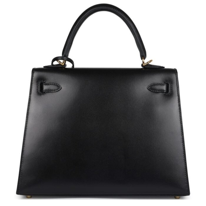 PRE-OWNED HERMÈS KELLY SELLIER 25 BLACK BOX GOLD HARDWARE
