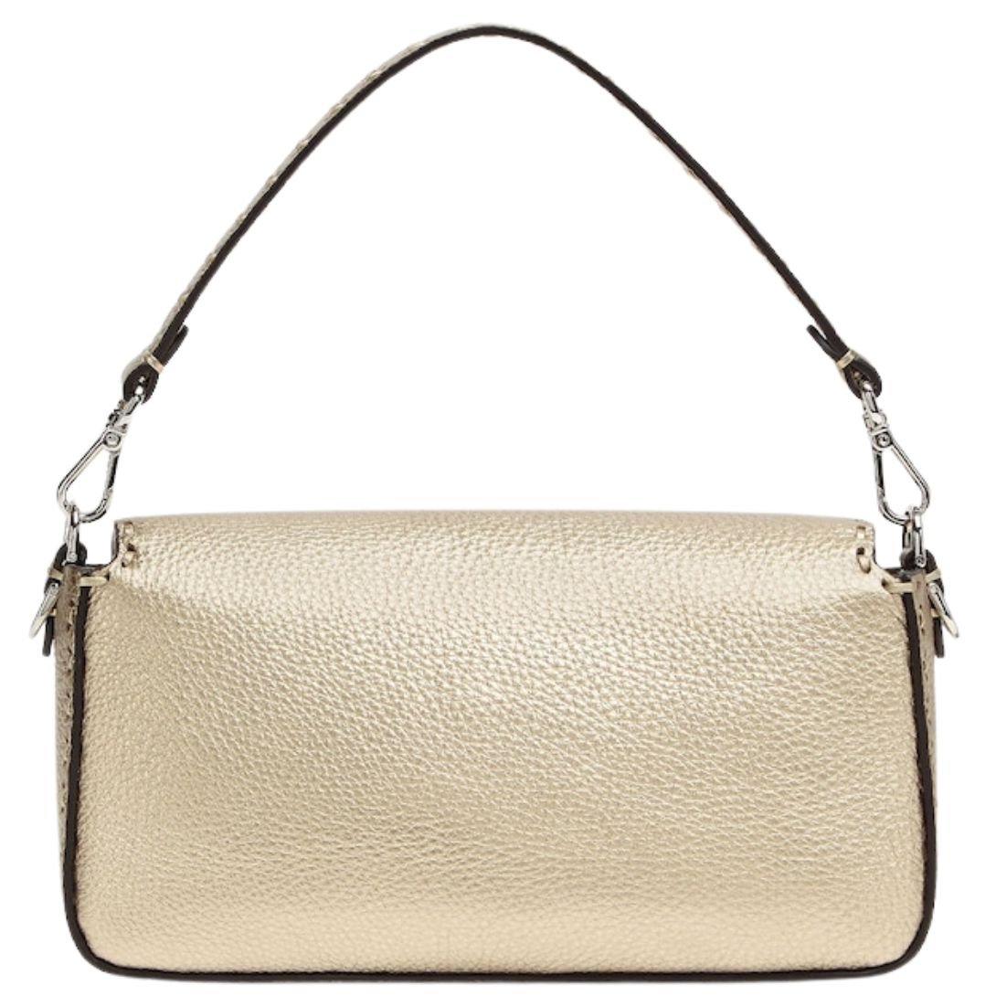 2 FENDI BAGUETTE CHAMPAGNE-COLORED SELLERIA BAG WITH 612 HAND-SEWN TOPSTITCHES