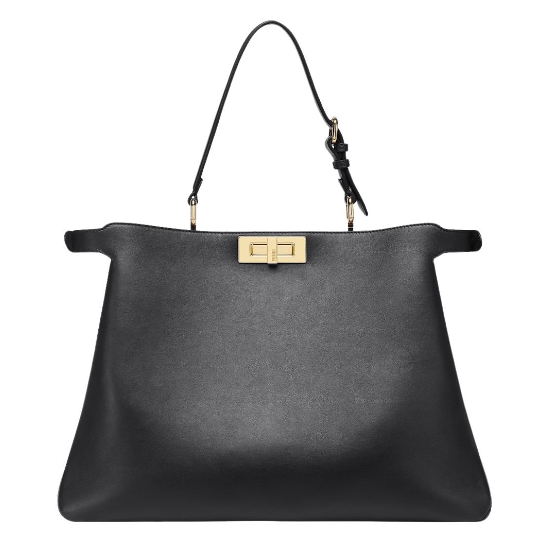 2 FENDI PEEKABOO SOFT LARGE BLACK LEATHER BAG