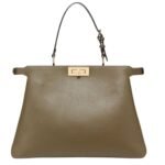 FENDI PEEKABOO SOFT LARGE GREEN LEATHER BAG