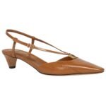 FENDI FFOLD LEATHER LOW HEELED SLINGBACKS