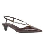 FENDI FFOLD LEATHER LOW HEELED SLINGBACKS