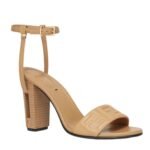 FENDI DELFINA FF NAPPA LEATHER HIGH HEELED SANDALS