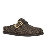 FENDI FEEL BROWN FABRIC SABOTS