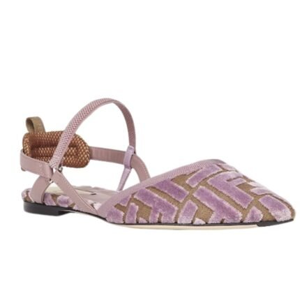 FENDI COLIBRÌ LITE MAUVE PINK FF JACQUARD VELVET FLATS