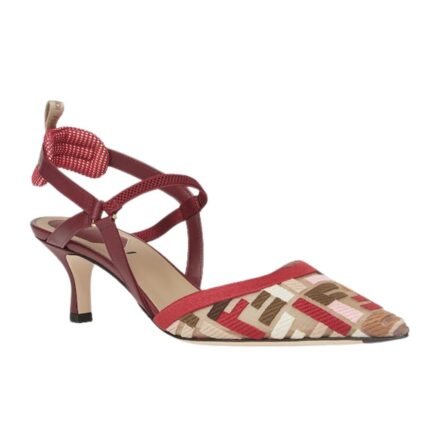 FENDI COLIBRÌ LITE MULTICOLOR FF MESH MEDIUM-HEELED SLINGBACKS