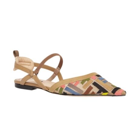 FENDI COLIBRÌ LITE MULTICOLOR FF MESH FLAT SLINGBACKS