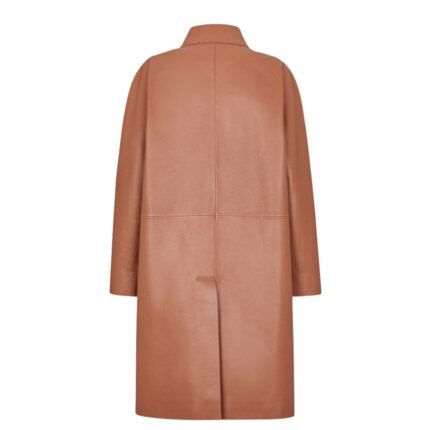 FENDI OVERCOAT TAN-COLORED LEATHER OVERCOAT