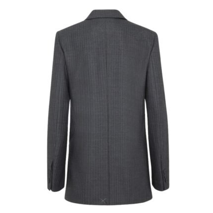 FENDI JACKET GRAY PINSTRIPED WOOL BLAZER