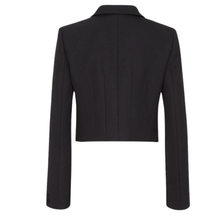 FENDI JACKET BLACK GRAIN DE POUDRE WOOL BLAZER