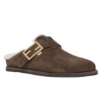 FENDI FEEL SUEDE AND SHEEPSKIN SABOTS